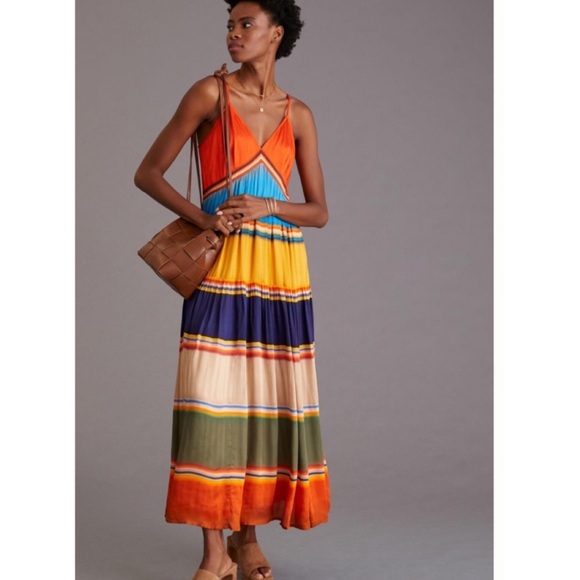 Anthropologie Dresses & Skirts - Tanvi Kedia anthropologie V-Neck Colorblock Midi Dress size M